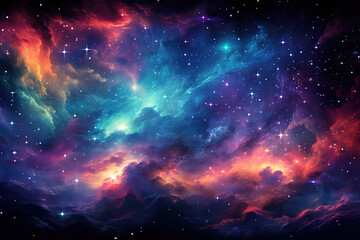 Fototapeta premium Unbelievable Abstract illustration, Colorful space galaxy cloud nebula. Stary night cosmos