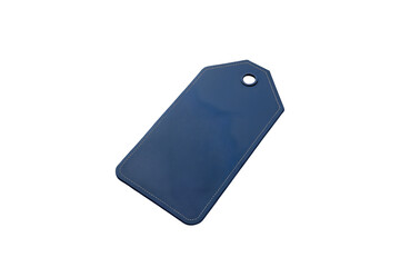 Blue Rectangular Tag with Pointed Top on Transparent Background