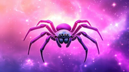 Fototapeta premium Colorful Spider Illustration in a Cosmic Background with Stars