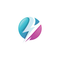 Dynamic logo design featuring a lightning bolt and sphere.