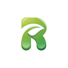 Eco-Friendly Initial R Logo Design with a Leaf