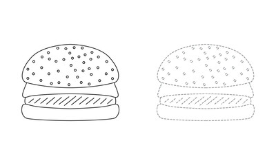 Tracing lines for toddlers. Handwriting practice sheet. Educational children game, printable worksheet for kids with Burger