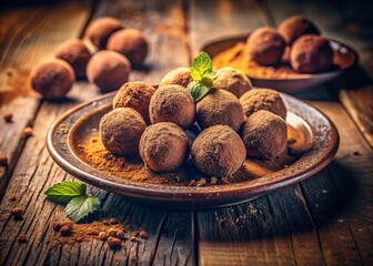 Vintage Photo: Homemade Chocolate Candy Truffles - Gourmet Dessert Treats