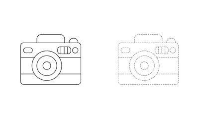 Tracing lines for toddlers. Handwriting practice sheet. Educational children game, printable worksheet for kids with Camera