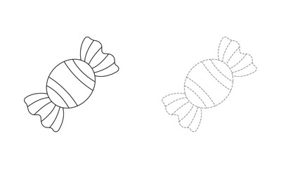 Tracing lines for toddlers. Handwriting practice sheet. Educational children game, printable worksheet for kids with Candy