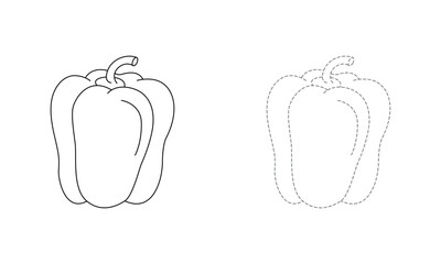 Tracing lines for toddlers. Handwriting practice sheet. Educational children game, printable worksheet for kids with Capsicum