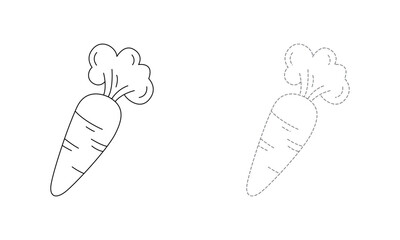 Tracing lines for toddlers. Handwriting practice sheet. Educational children game, printable worksheet for kids with Carrot 