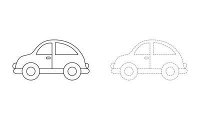 Tracing lines for toddlers. Handwriting practice sheet. Educational children game, printable worksheet for kids with Car