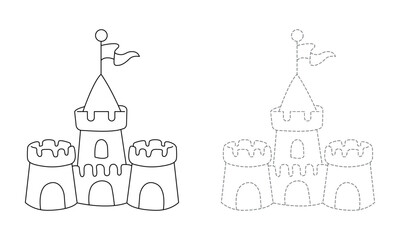 Tracing lines for toddlers. Handwriting practice sheet. Educational children game, printable worksheet for kids with Castle