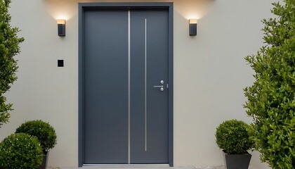 A modern anthracite colored double leaf plastic door provides a contemporary look ideal for entryways with copy space image,choice, coloured, contemporary,541