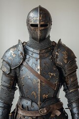 Weathered medieval knight's armor, full body.