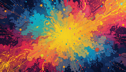 Vibrant Abstract Explosion of Colors on Dark Background