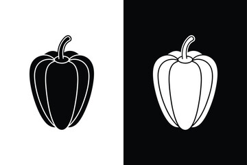 Paprika Vegetable Icon. Flat Design with Leaf and Healthy Look