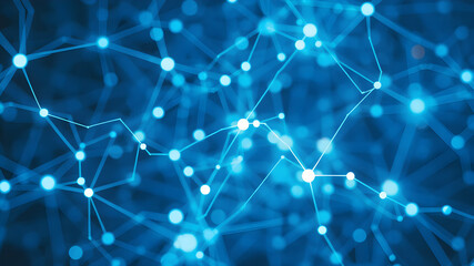 Blue tech network nodes background