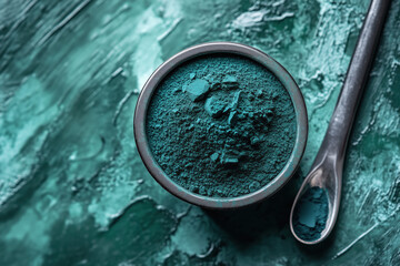 Magnified View of Spirulina Extract Enhancing Skin Health with Emerald Green Glow