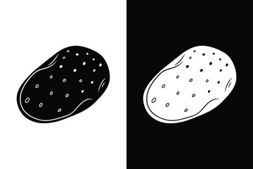 Black & White Potato Icon Diet and Nutrition Symbol