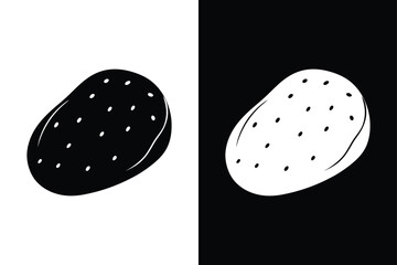 Potato Vector Icon Black and White Silhouette for Design