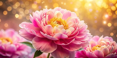 Fototapeta premium Vintage Pink Peony Bloom Close-Up: Soft Focus Floral Photography