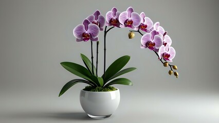 Elegant Purple Orchid in Modern White Pot