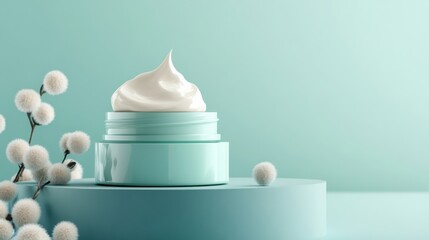 a jar of cream sitting on top of a table