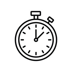 A clean, simple line art illustration of a stopwatch.