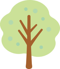 木 シンプル 単体 イラスト 黄緑　もこもこ