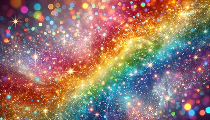 Obraz premium A high-resolution, vibrant, and eye-catching professional photograph featuring a mesmerizing rainbow glitter background texture.