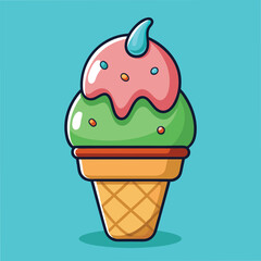 Ice Cream Cartoon Style Vector Illustration - Fun and Colorful Dessert Design