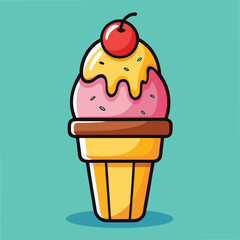 Ice Cream Cartoon Style Vector Illustration - Fun and Colorful Dessert Design