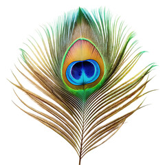 Obraz premium peacock feather isolated on white background