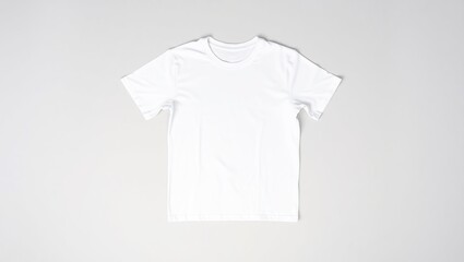 Fototapeta premium A plain white cotton t shirt on a grey background