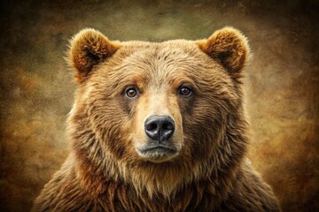 Fototapeta premium Vintage Style Bear Clipart: Retro Brown Bear Illustration, Free Download