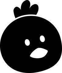 Isolated Easter chick face black silhouette.
Cute simple chick head silhouette vector.
farm animal.
Transparent background.