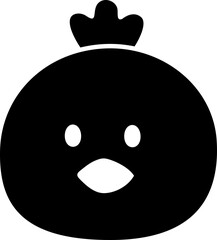 Isolated Easter chick face black silhouette.
Cute simple chick head silhouette vector.
farm animal.
Transparent background.