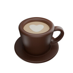 3d icon render a cup of special cappuccino latte coffee