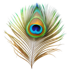 Obraz premium peacock feather isolated on white background