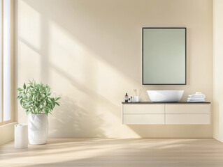 Elegant and minimalistic bathroom design with natural light and greenery