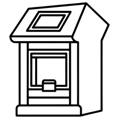 Bank ATM Line Art Vector Design