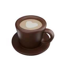 Obraz premium 3d icon render a cup of cappuccino coffee in the morning