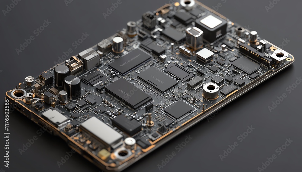 Aufkleber detailed view of a mobile phone s disassembled electronic chip and cpu, showcasing the processor and