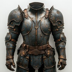 Fototapeta premium Aged, dark metal suit of armor.