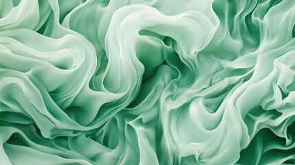 Abstract green waves with soft gradients blending into a dynamic flow, creating a serene and modern look with ample copy space. Organic curves, lush hues of emerald and lime.