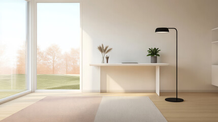 Obraz premium Modern minimalist interior design featuring natural light and elegant furnishings