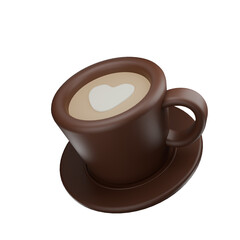 3d icon render a cup of cappuccino coffee