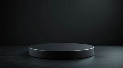 Sleek black podium on dark background for product display
