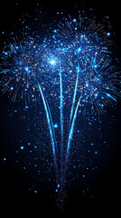 Blue Fireworks Display  Night Celebration  Sparkling Light Show