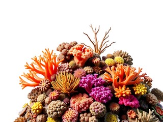 Vibrant Coral Reef 3D Render Against a White Background. AI Generated