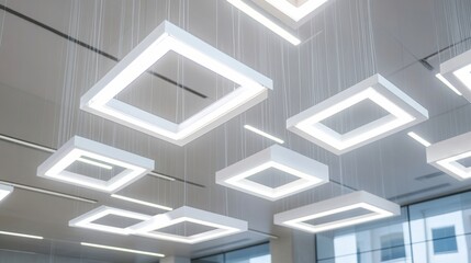 Obraz premium a room with a ceiling of suspended lights