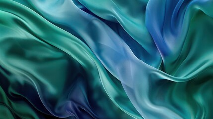 Obraz premium A flowing abstract representation of silky fabric in shades of blue and green.