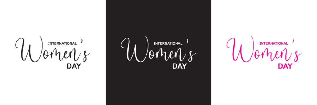 International women's day, Calligraphy brush text banner.  isolated on white and black background. vector illustration. EPS 10